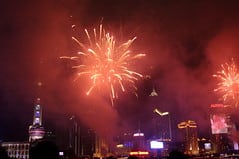 Fireworks at the Shanghai bund